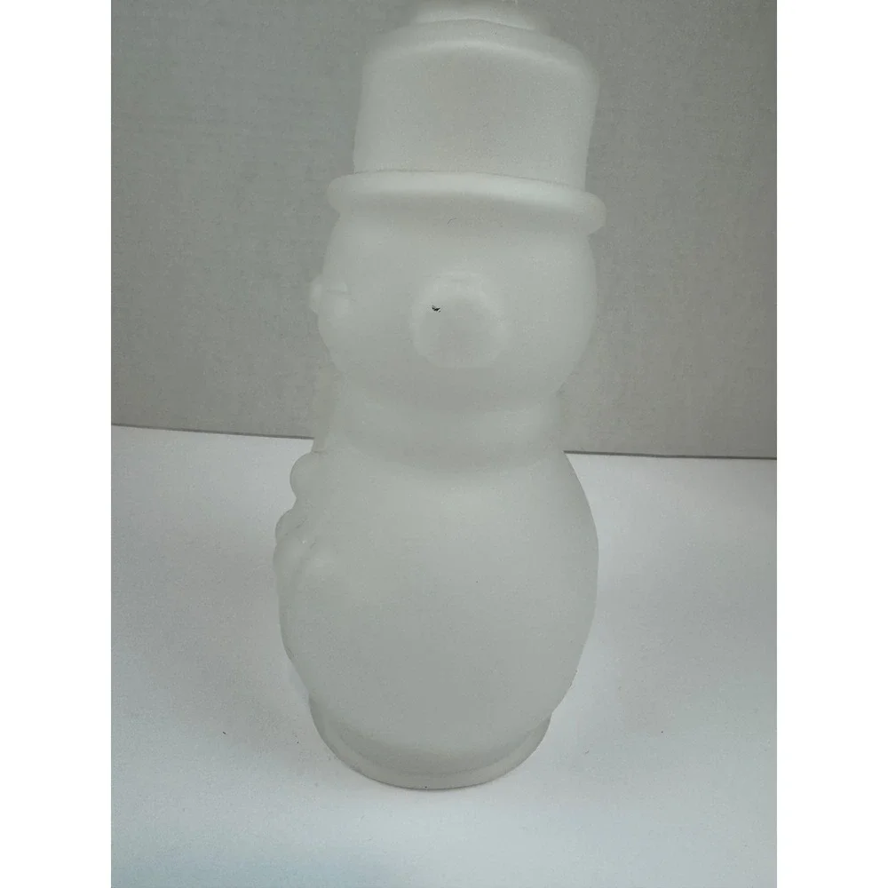 VTG Rare Mosser Satin Frosted White Glass Snowman Fairy Lamp Top #186-CS 1978